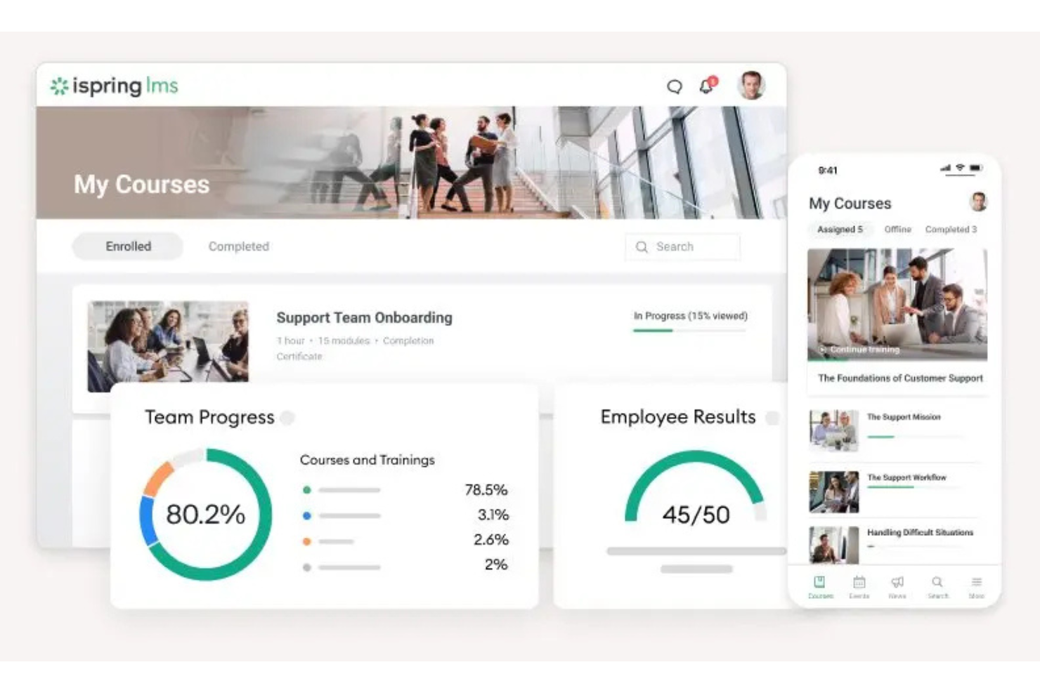 iSpring LMS screenshot - 10 Beste LMS’en voor productie beoordeeld in 2026