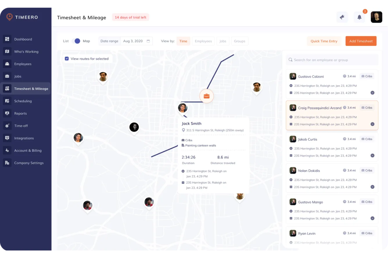 Timeero screenshot - 10 beste softwareoplossingen voor personeelsbeheer in de bouw beoordeeld in 2026