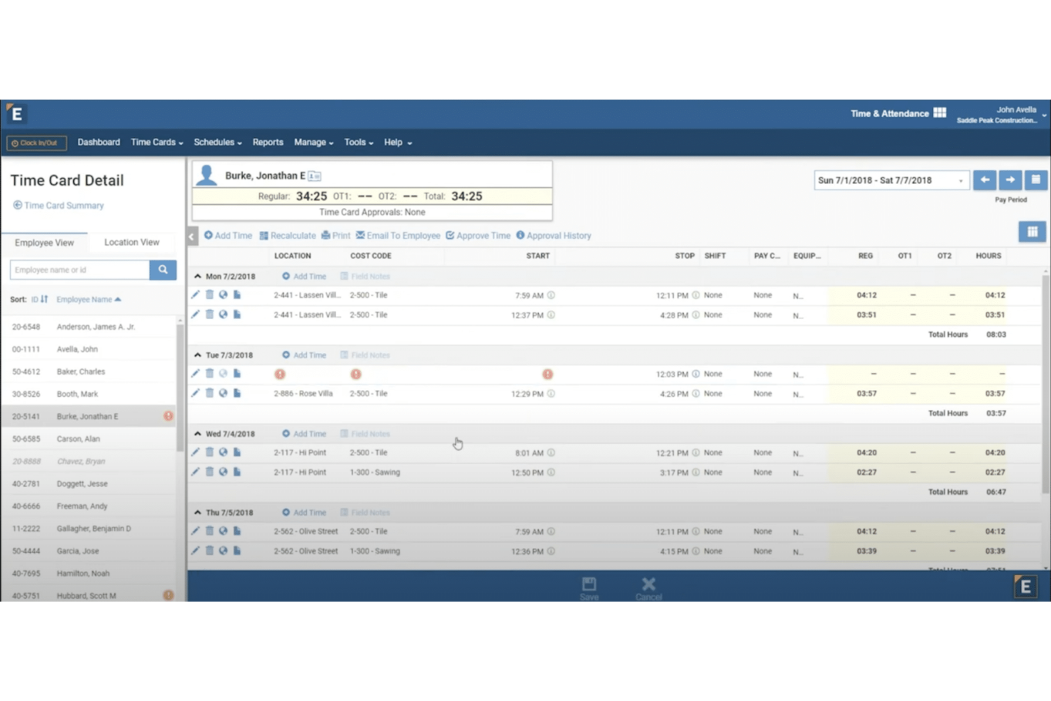 ExakTime screenshot - 10 beste softwareoplossingen voor personeelsbeheer in de bouw beoordeeld in 2026