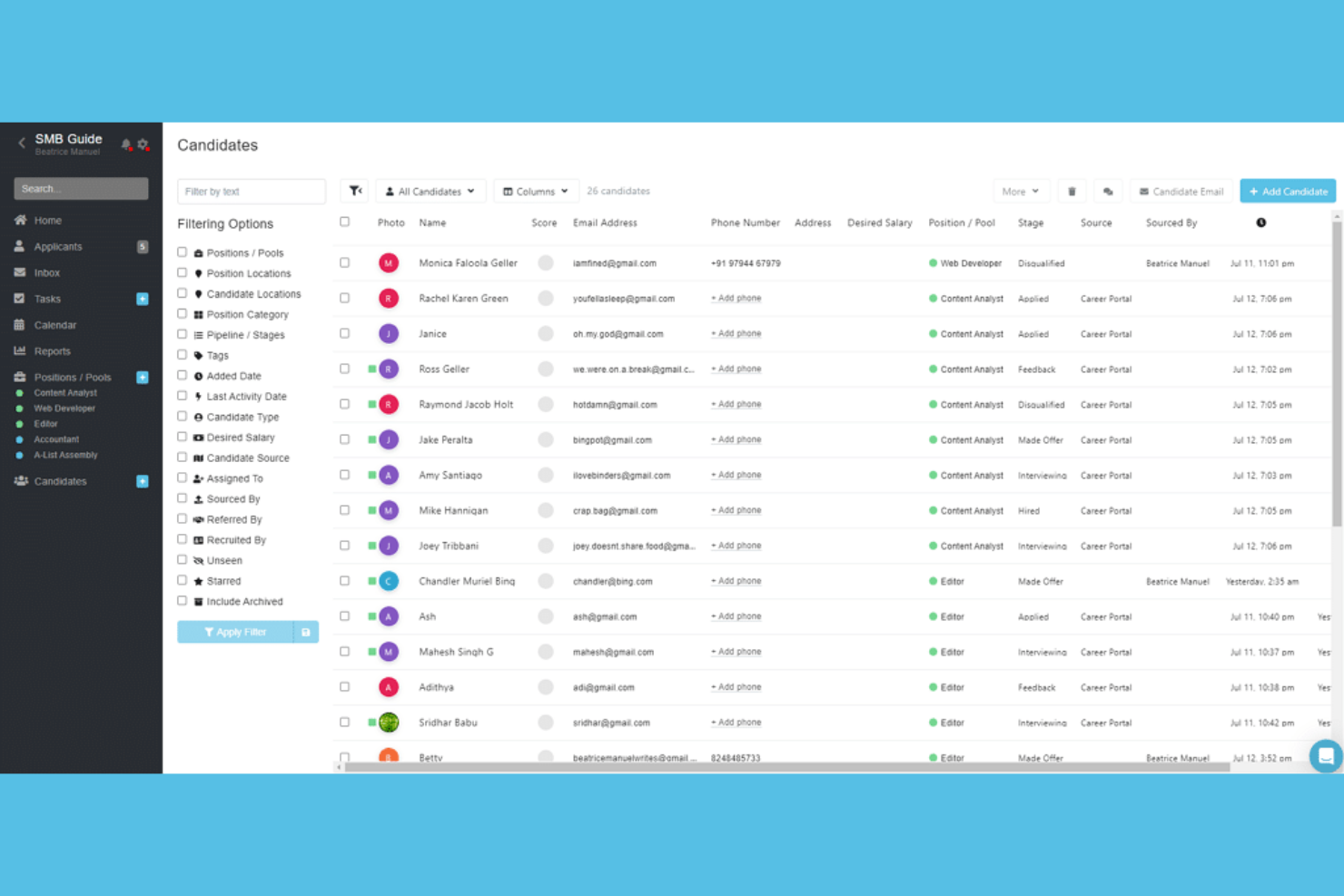 Breezy HR screenshot - 10 beste gratis ATS’en beoordeeld in 2026