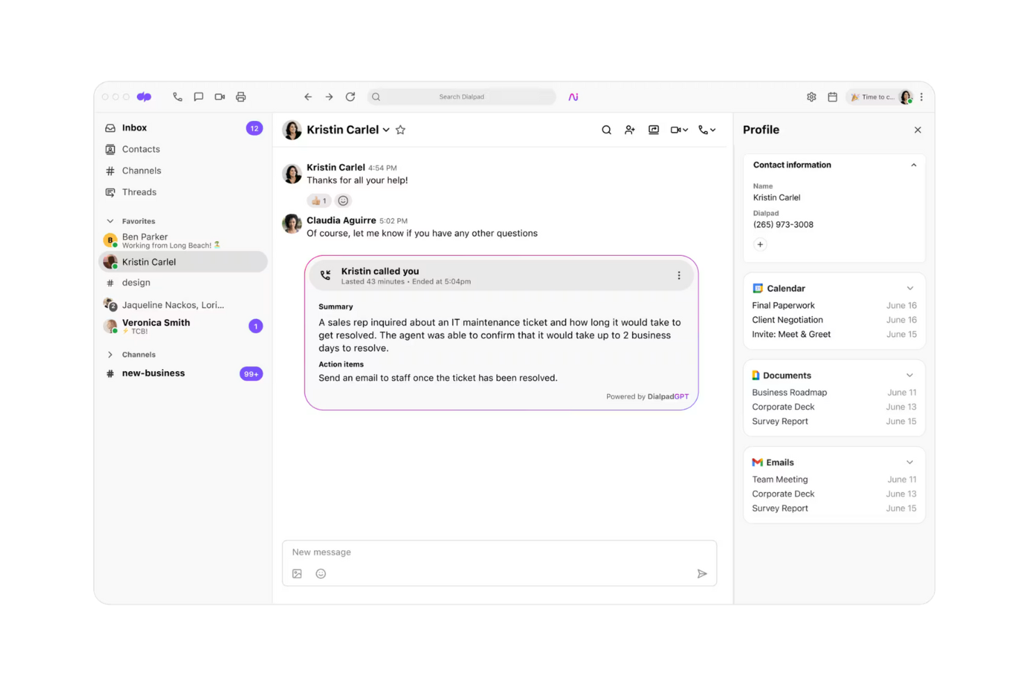 Dialpad screenshot - 10 beste software voor uniforme communicatie beoordeeld in 2026