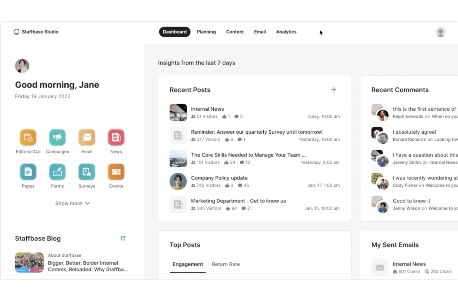 Staffbase screenshot - 10 beste intranetsoftware voor kleine bedrijven beoordeeld in 2026