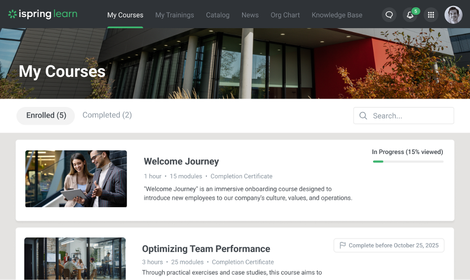 iSpring LMS screenshot - 10 beste microlearningsoftware beoordeeld in 2026