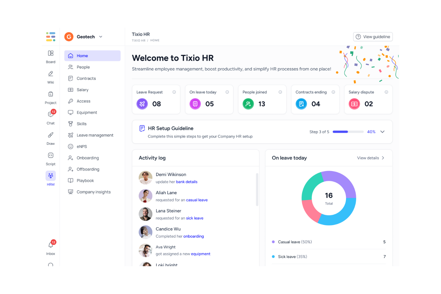 Tixio HR screenshot - 10 beste software voor zelfservice voor medewerkers beoordeeld in 2026