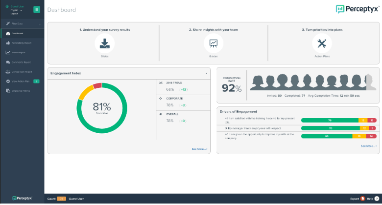 Perceptyx screenshot - 10 Beste AI-software voor feedback van medewerkers beoordeeld in 2026