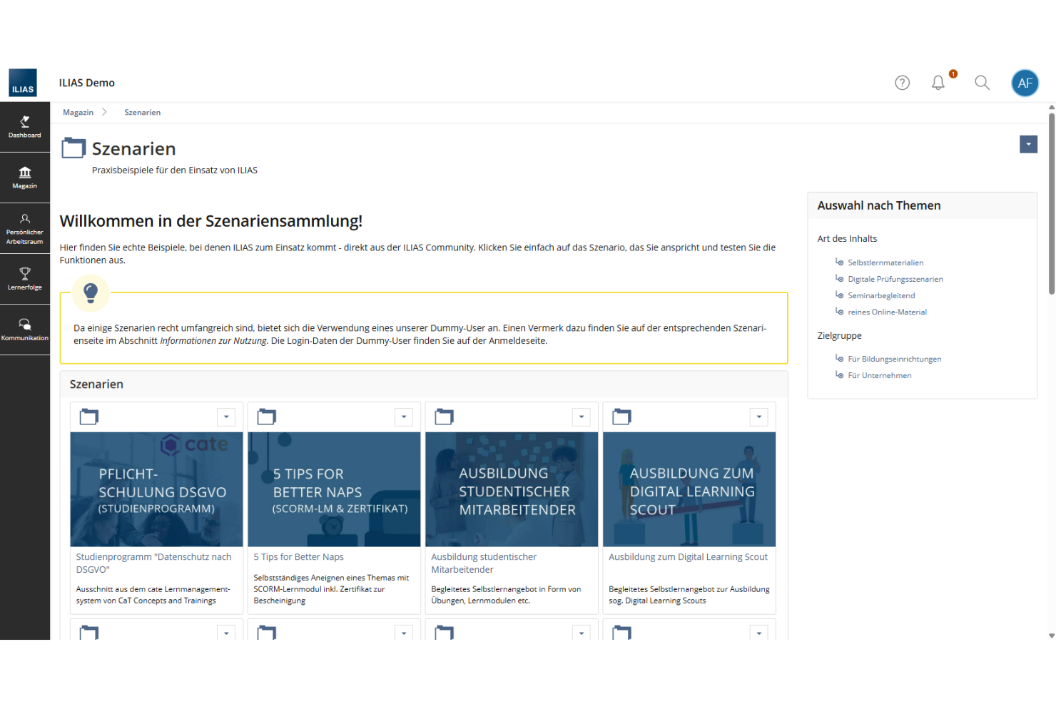 ILIAS screenshot - 10 Open source software voor vaardighedenbeheer in 2026