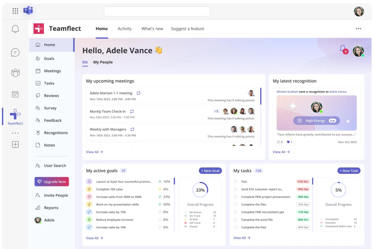 Teamflect screenshot - 10 beste software voor HR-projectmanagement in 2026