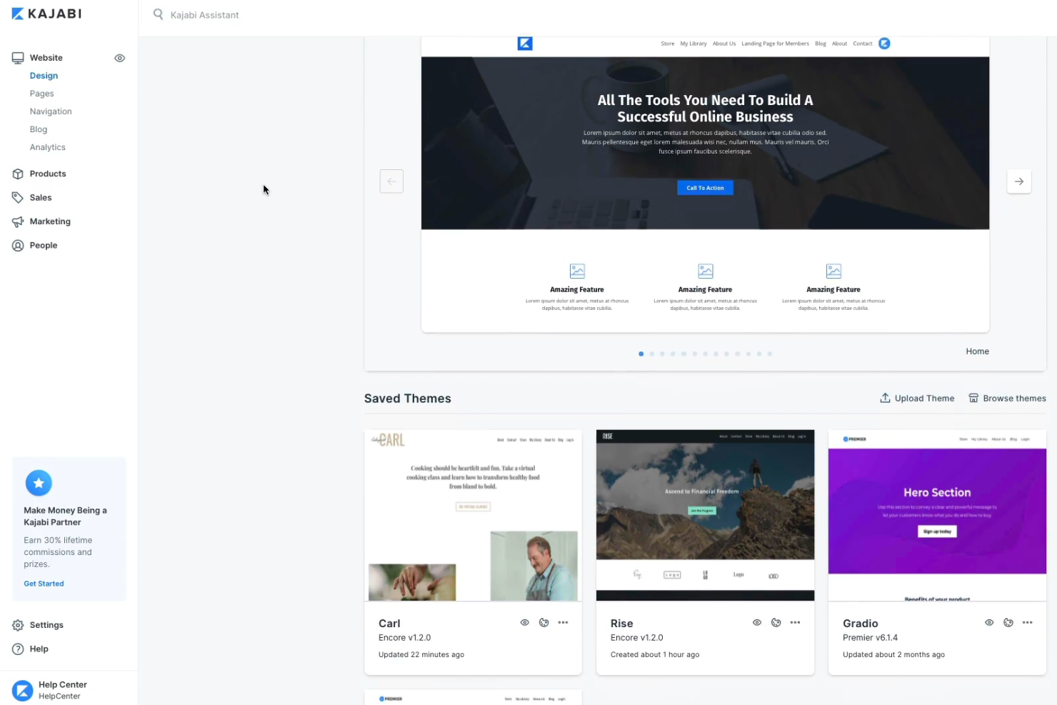 Kajabi screenshot - 10 beste online leerplatforms in 2026