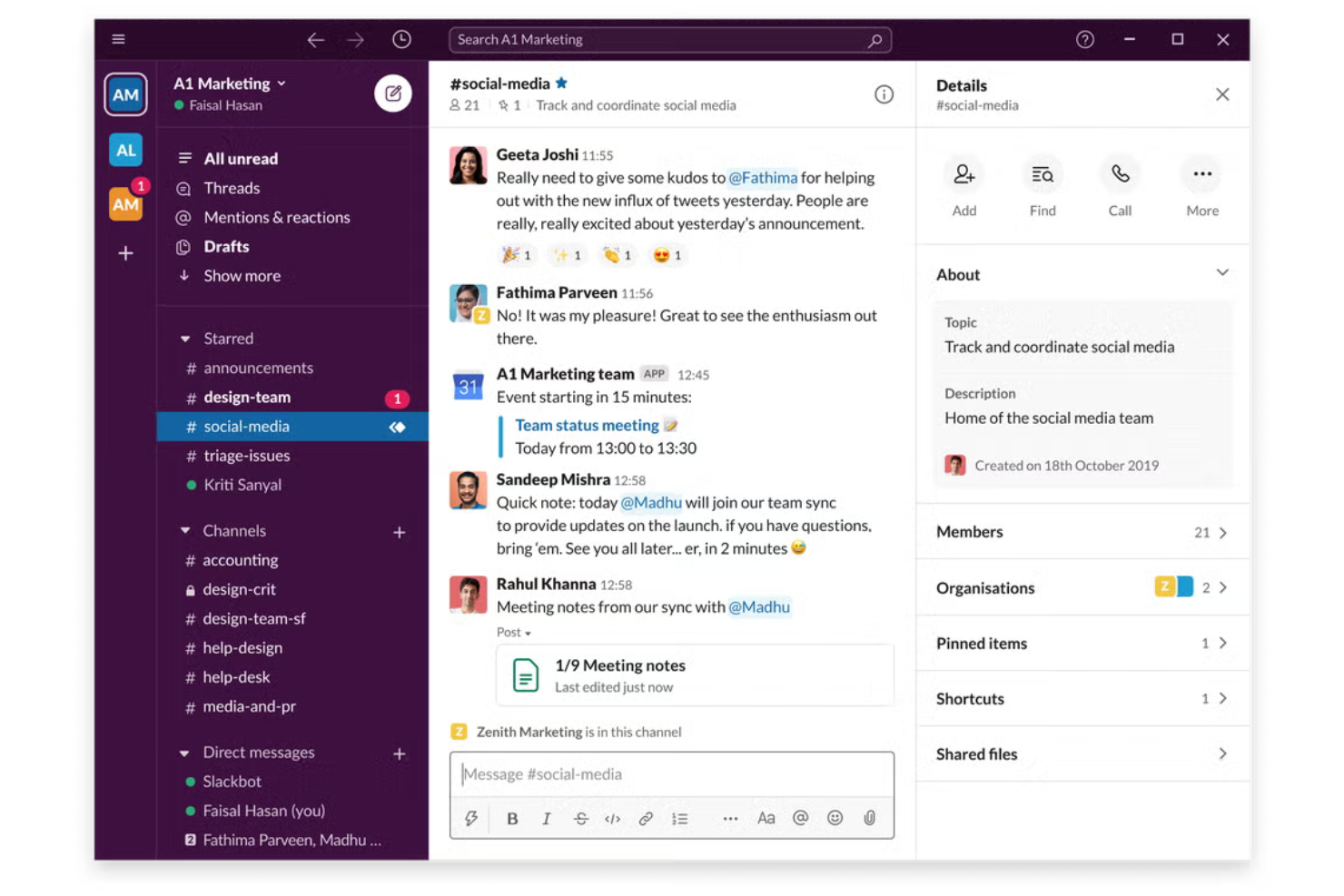 Slack screenshot - 10 interne communicatiemiddelen voor 2026