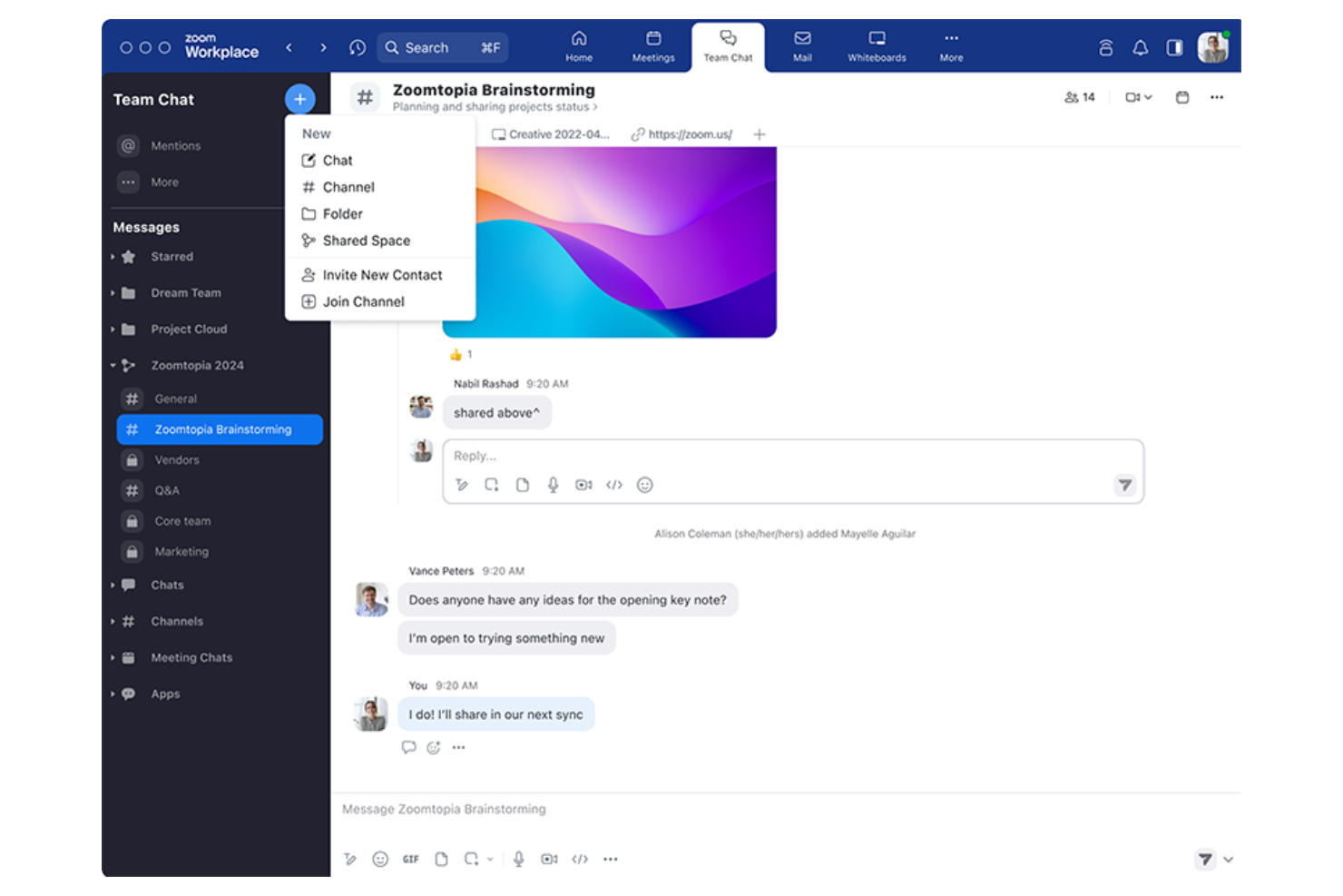 Zoom Team Chat screenshot - 10 interne communicatiemiddelen voor 2026
