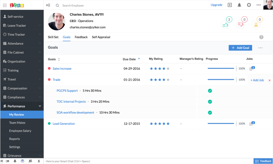 Zoho People screenshot - 10 beste HR-software in het VK beoordeeld in 2026