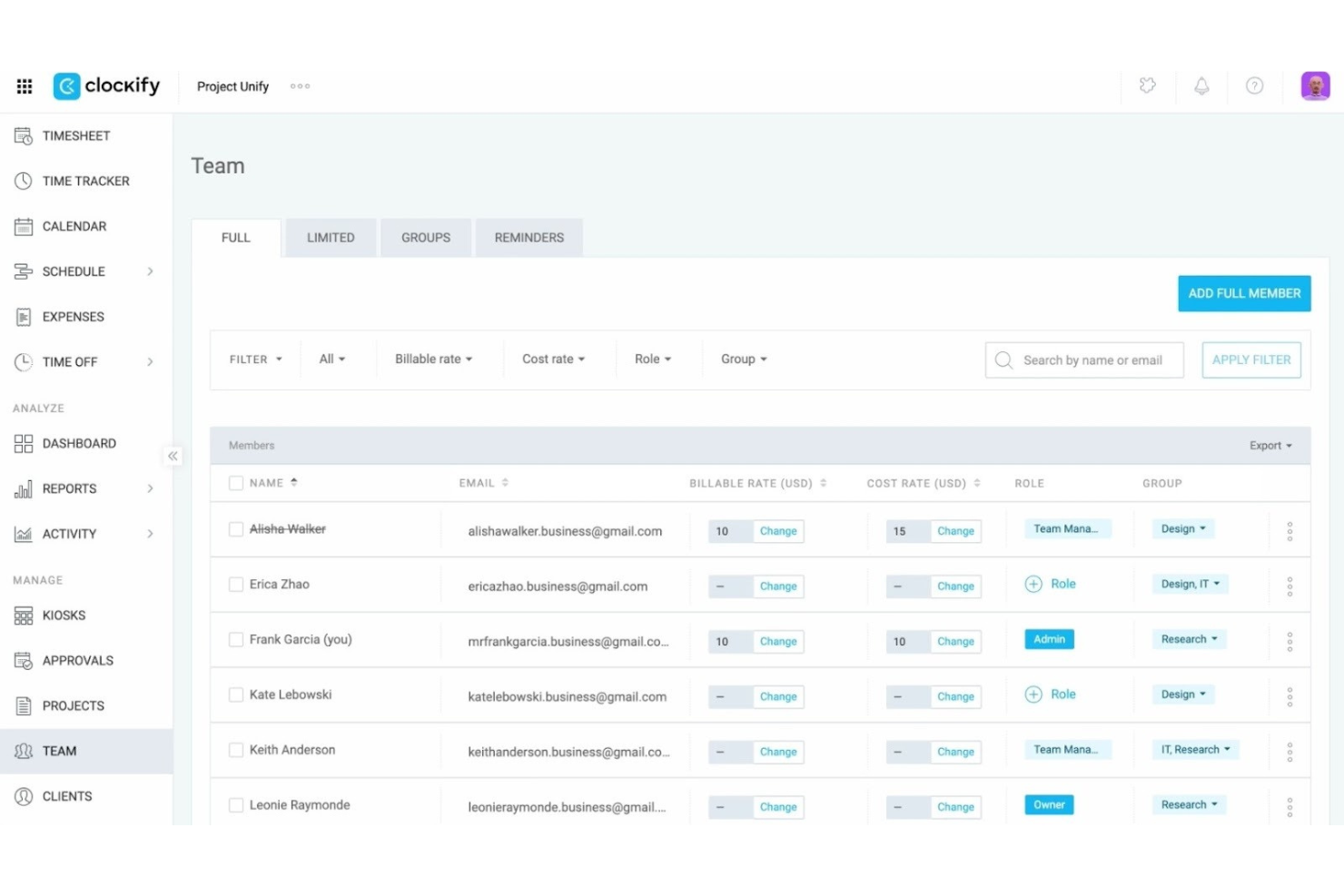 Clockify screenshot - 10 beste gratis software voor werknemersmonitoring, beoordeeld in 2026