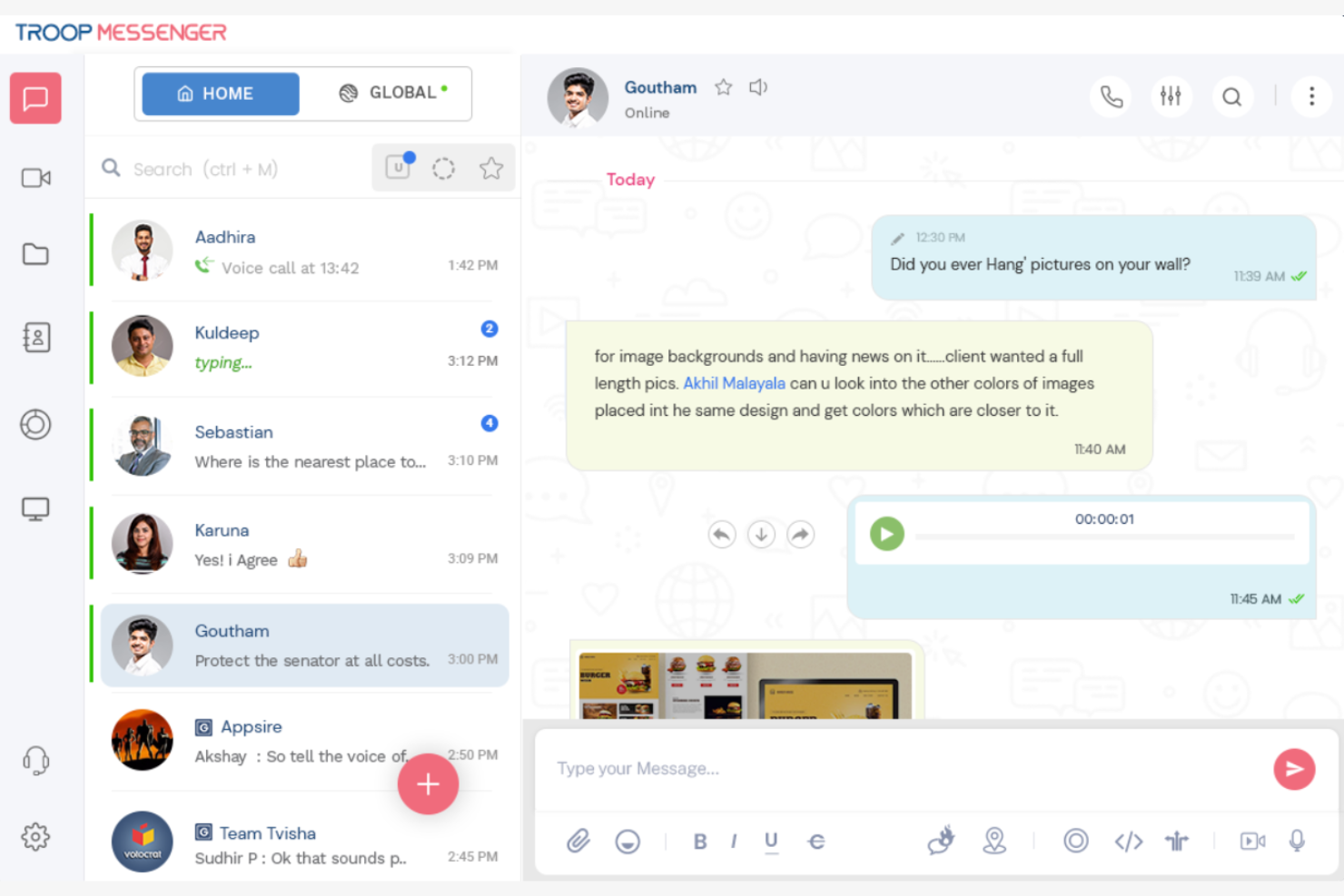 Troop Messenger screenshot - 10 beste apps voor werknemerscommunicatie beoordeeld in 2026