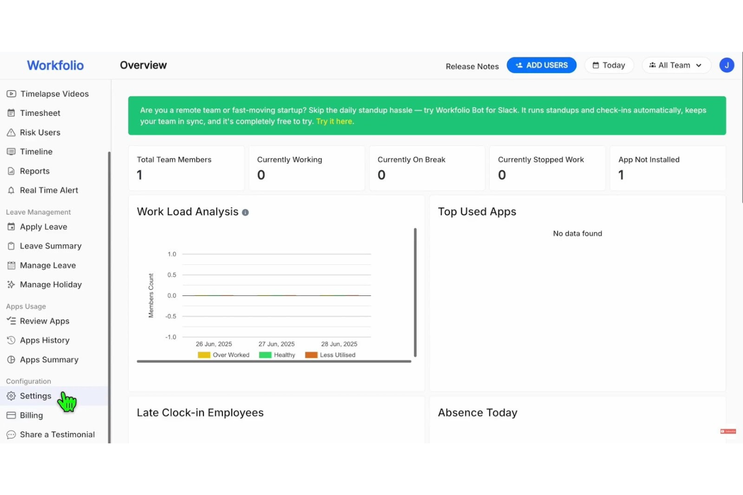 Workfolio screenshot - 10 beste gratis software voor werknemersmonitoring, beoordeeld in 2026