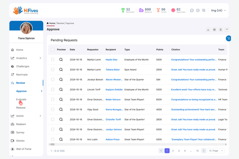 HiFives screenshot - 10 beste AI-softwaretools voor werknemerserkenning beoordeeld in 2026