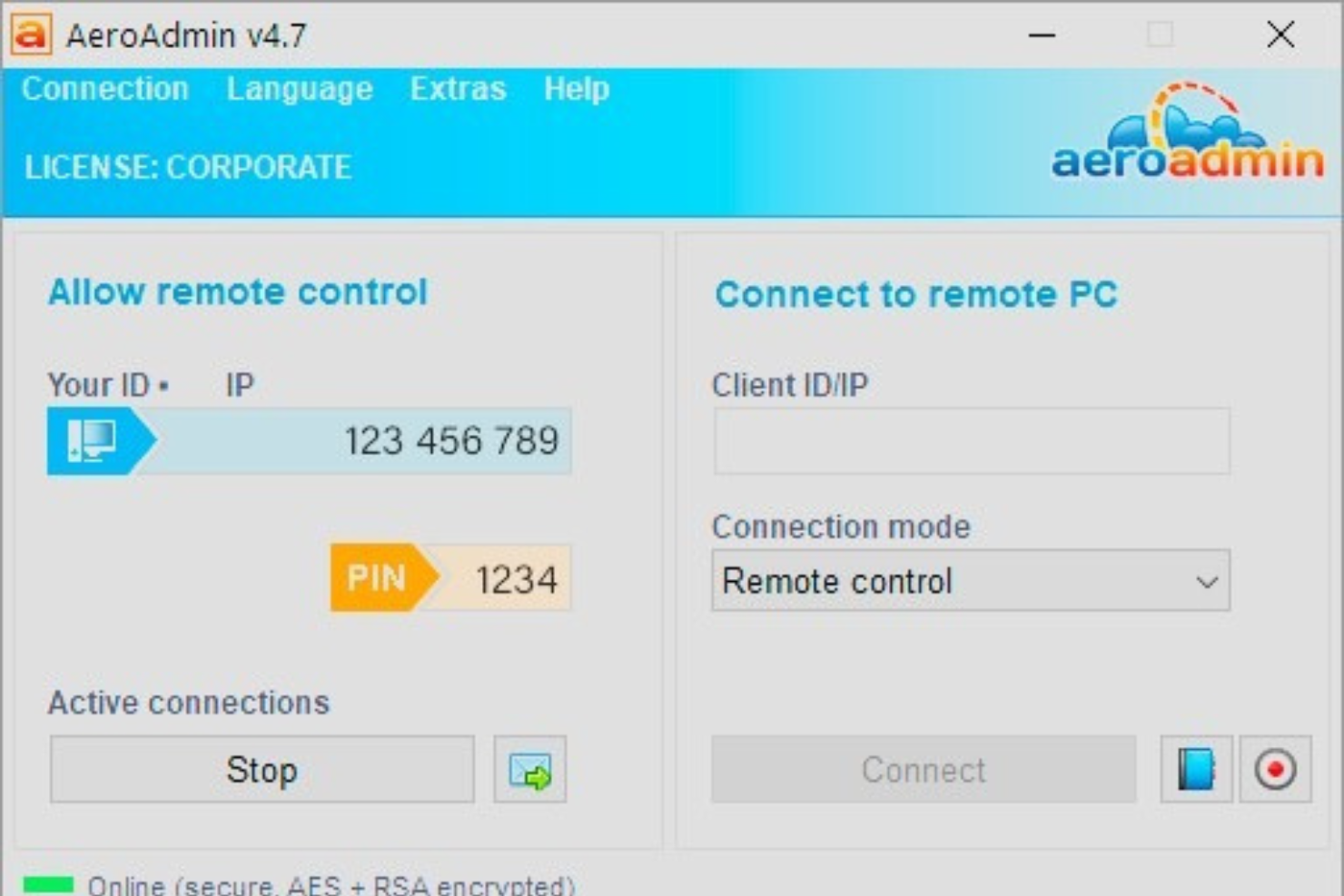 AeroAdmin screenshot - 10 beste gratis software voor werknemersmonitoring, beoordeeld in 2026
