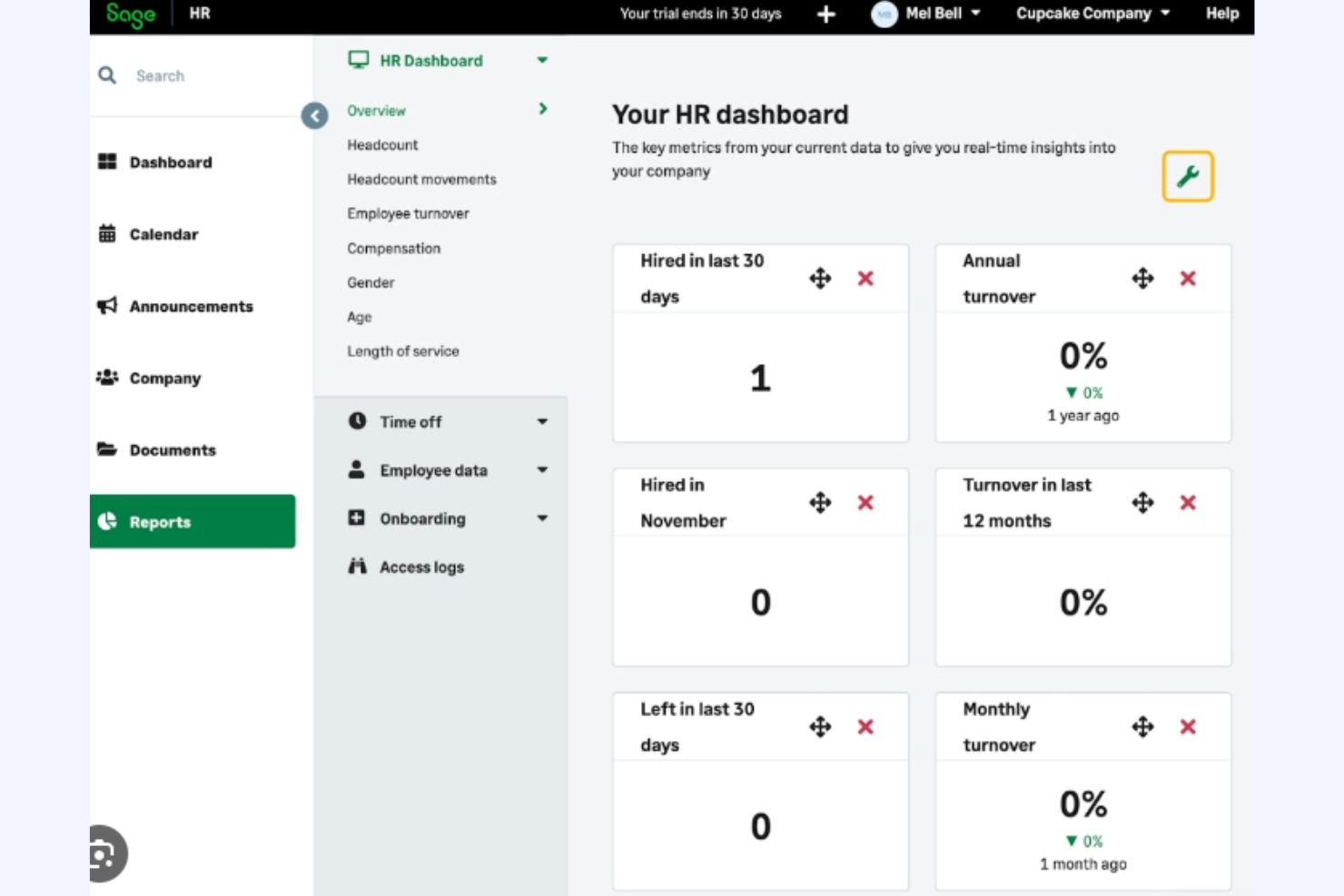 Sage HR screenshot - 10 beste betaalbare HR-software beoordeeld in 2026