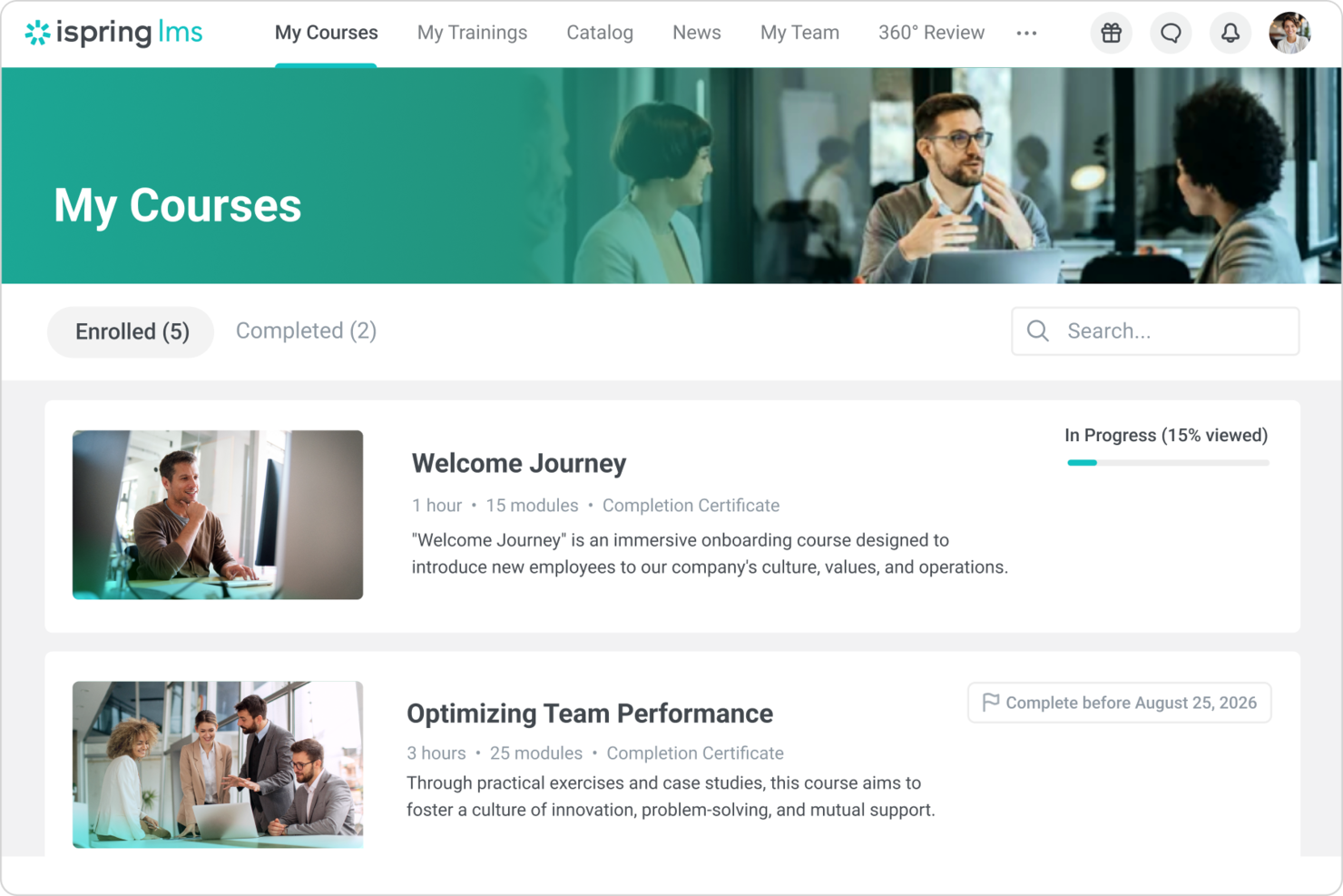 iSpring LMS screenshot - 10 beste AI-inwerktools beoordeeld in 2026