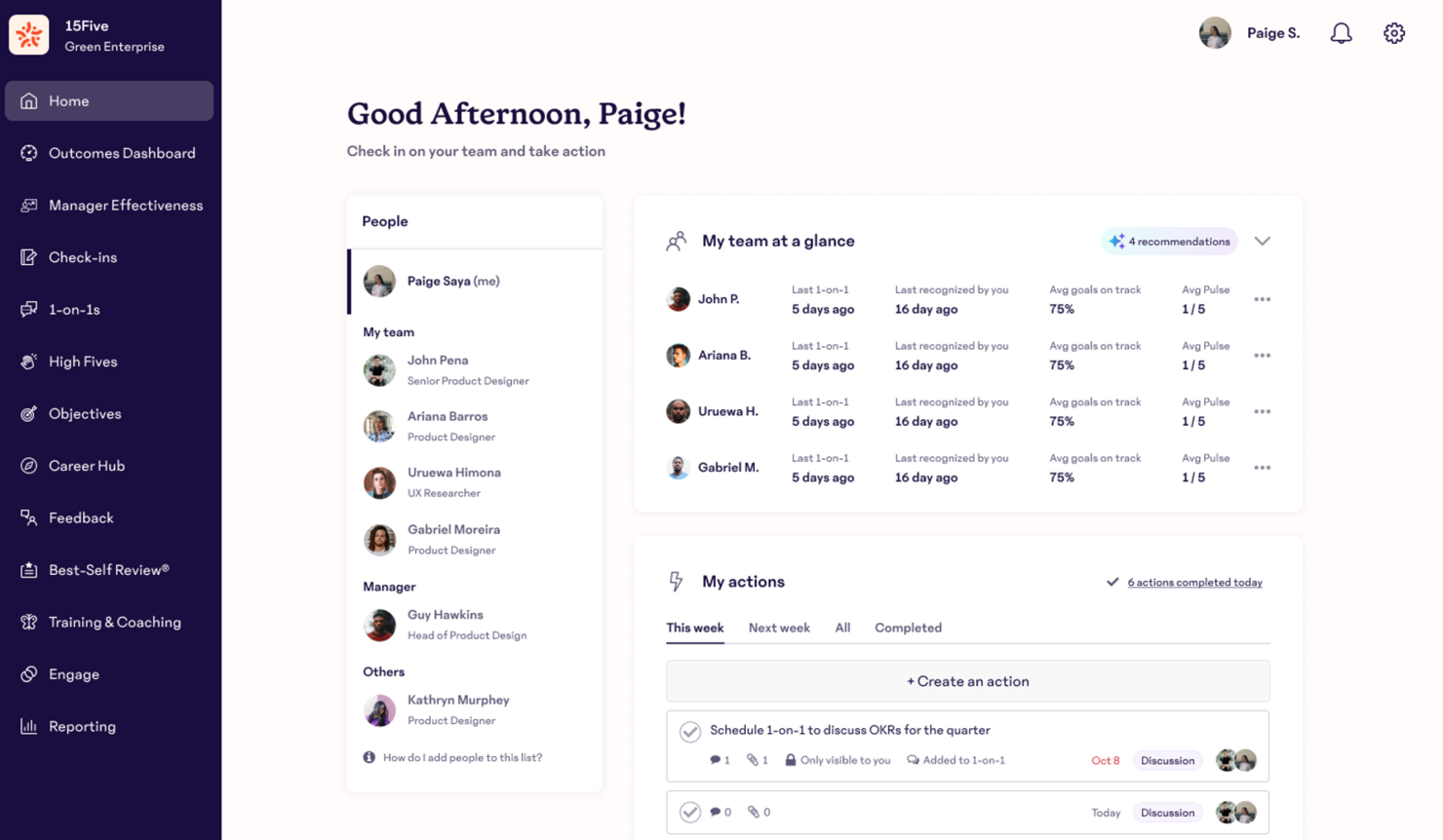 15Five screenshot - 10 beste AI-tools voor prestatiebeheer beoordeeld in 2026