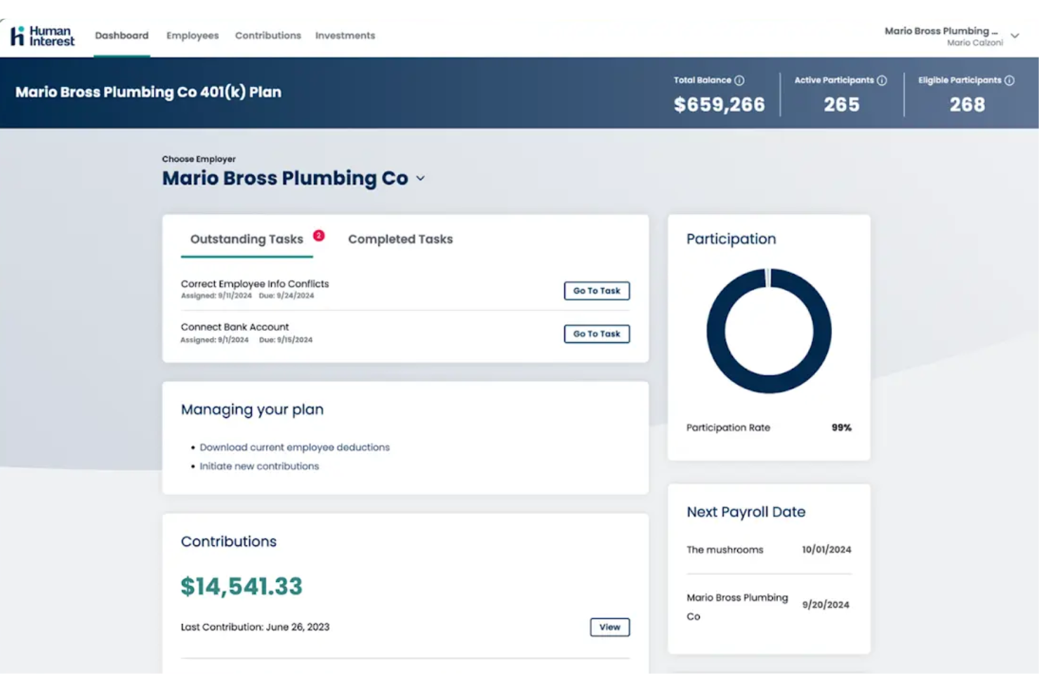 Human Interest screenshot - Top 22 BambooHR-integraties voor HR-succes (2026)