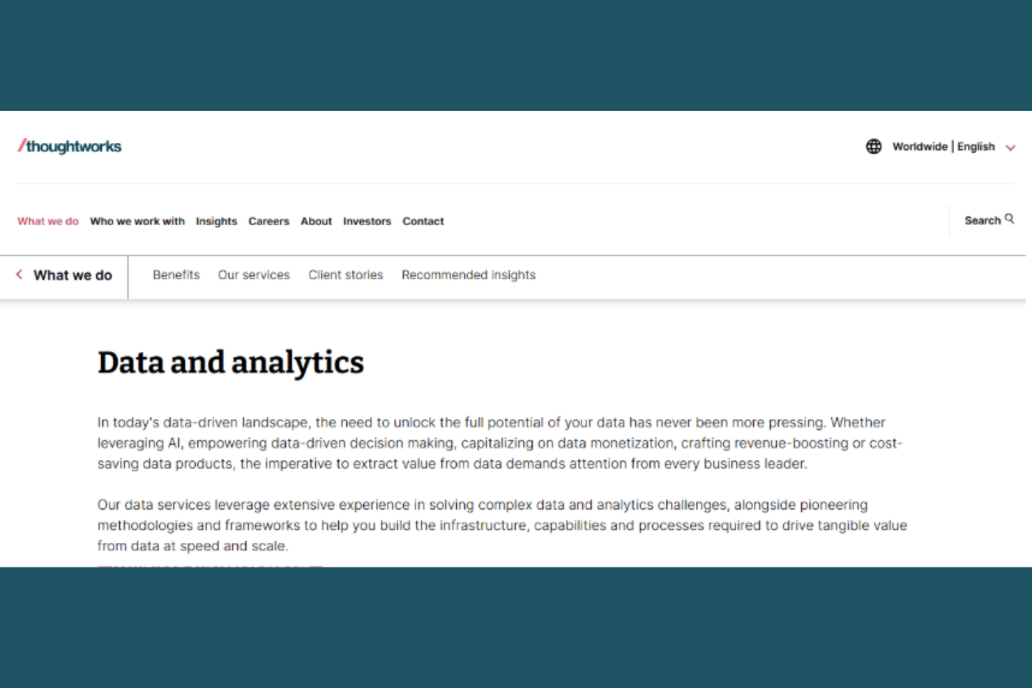 Thoughtworks screenshot - 10 beste adviseurs voor gegevensbeheer van 2026: beoordeeld