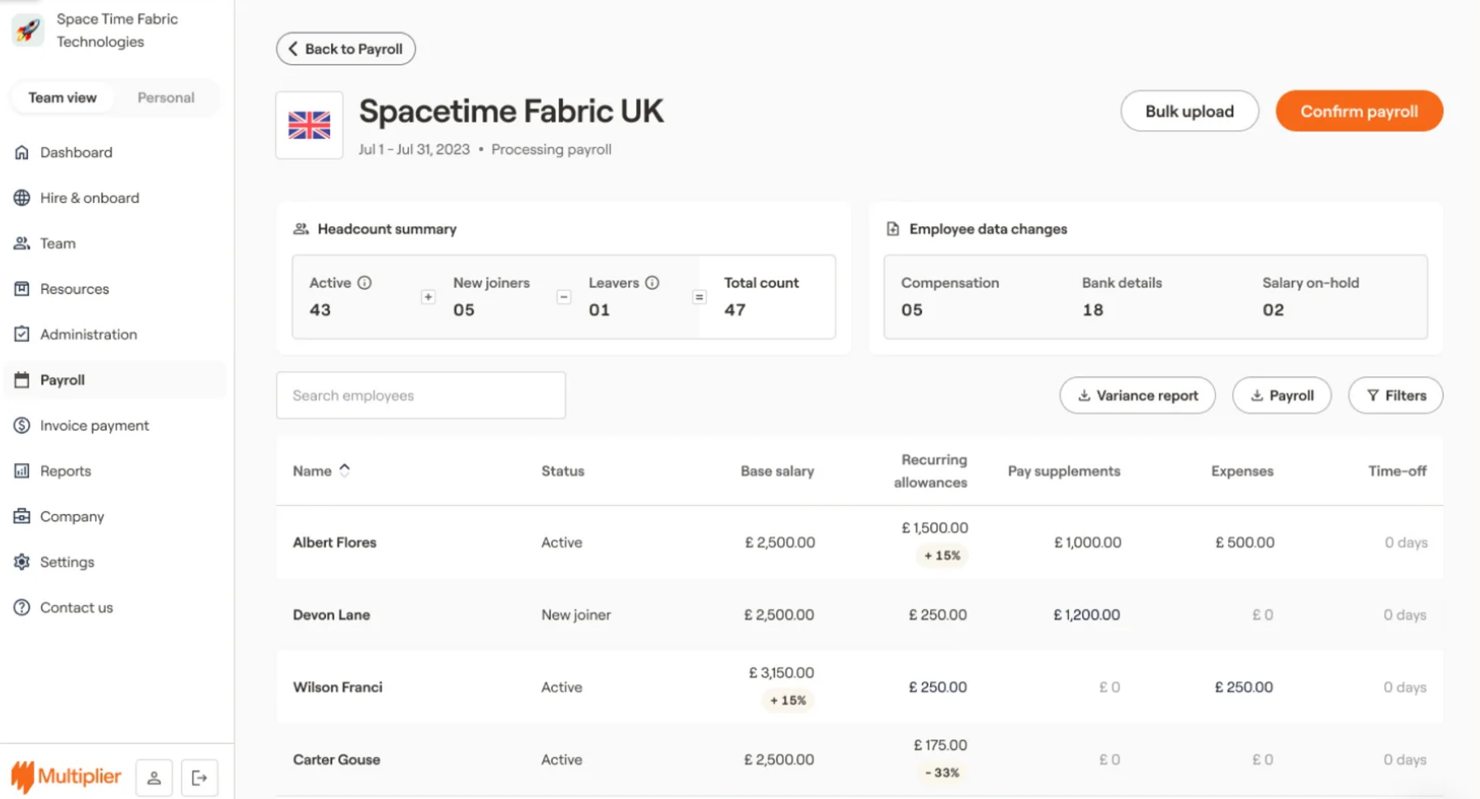 Multiplier screenshot - 10 beste alternatieven voor PeopleGuru beoordeeld in 2026