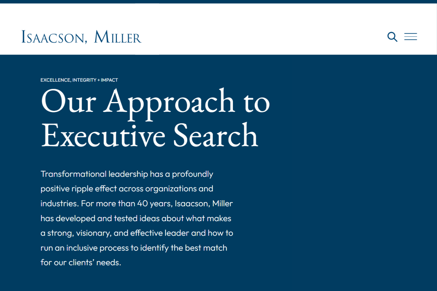 Isaacson, Miller screenshot - 10 beste wervingsbureaus voor CEO’s beoordeeld in 2026
