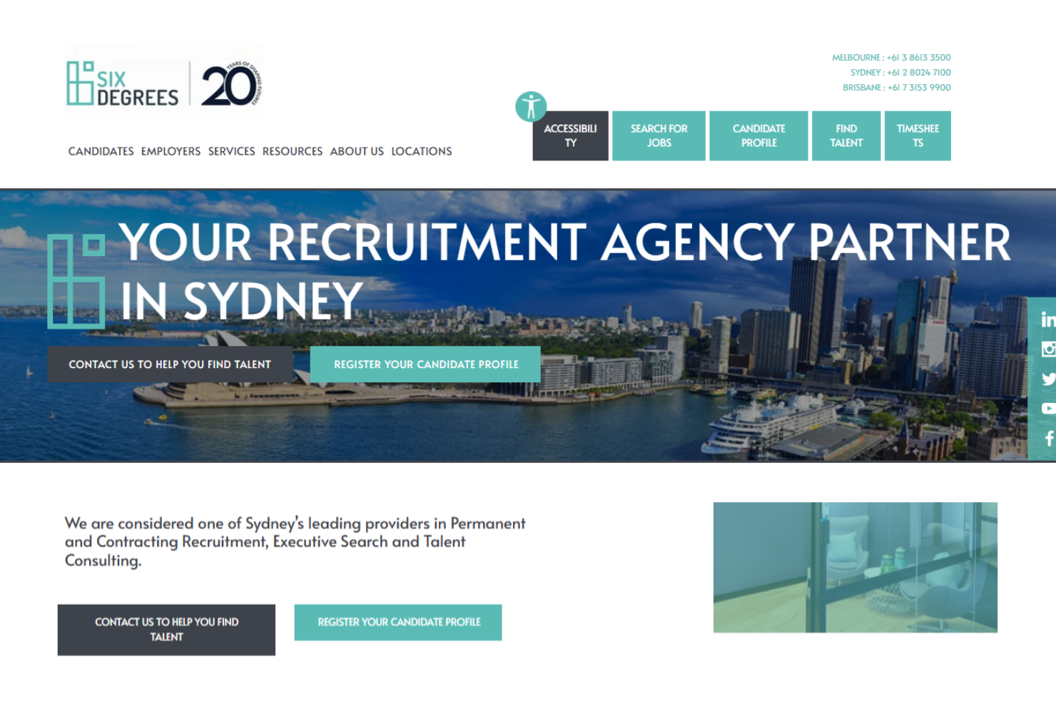 Six Degrees Executive screenshot - 10 beste wervingsbedrijven in Sydney beoordeeld in 2026