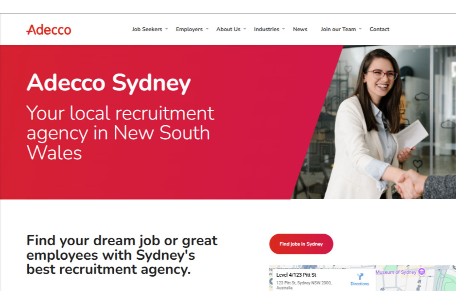 Adecco Sydney screenshot - 10 beste wervingsbedrijven in Sydney beoordeeld in 2026