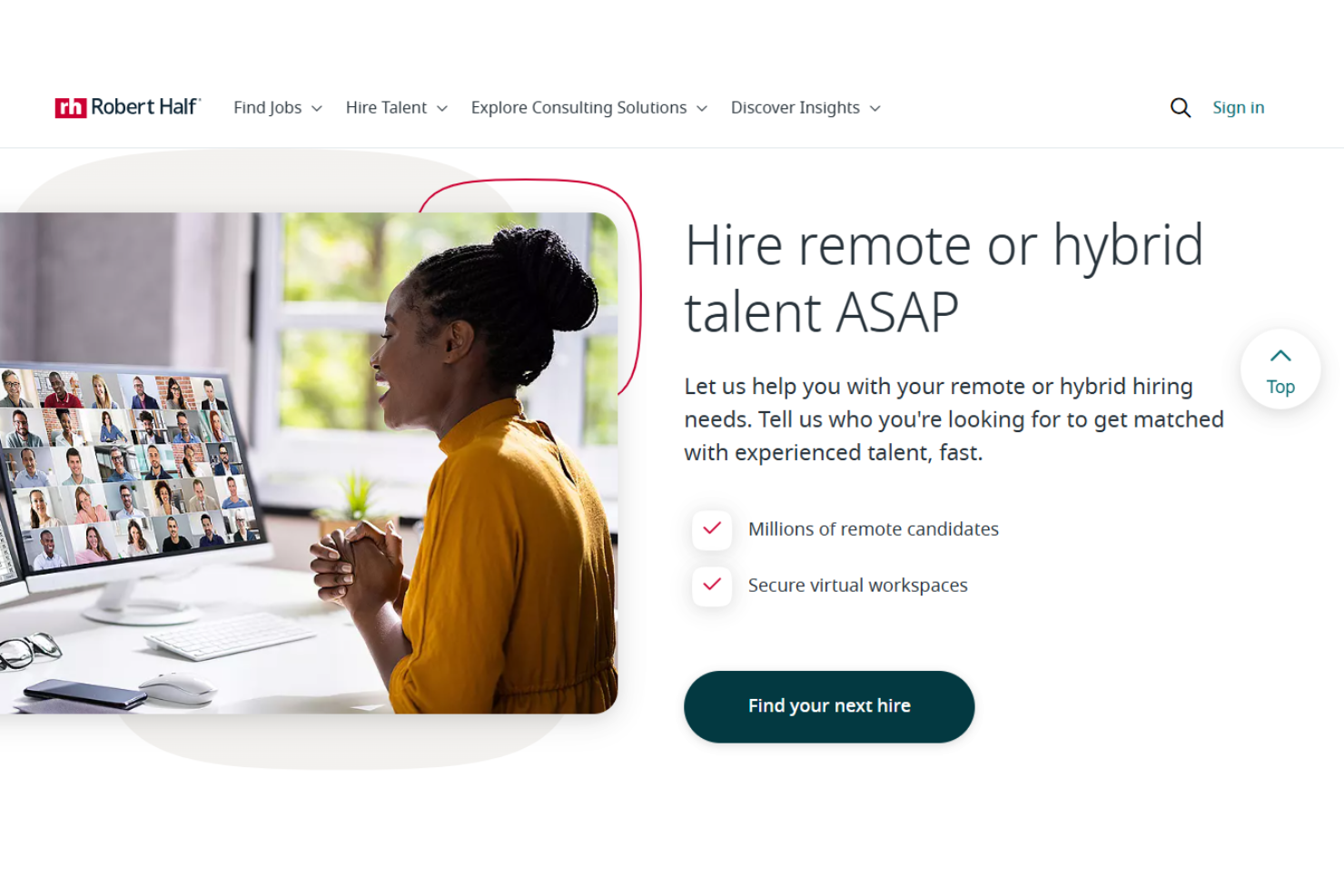 Robert Half screenshot - 10 beste wervingsbedrijven in Sydney beoordeeld in 2026
