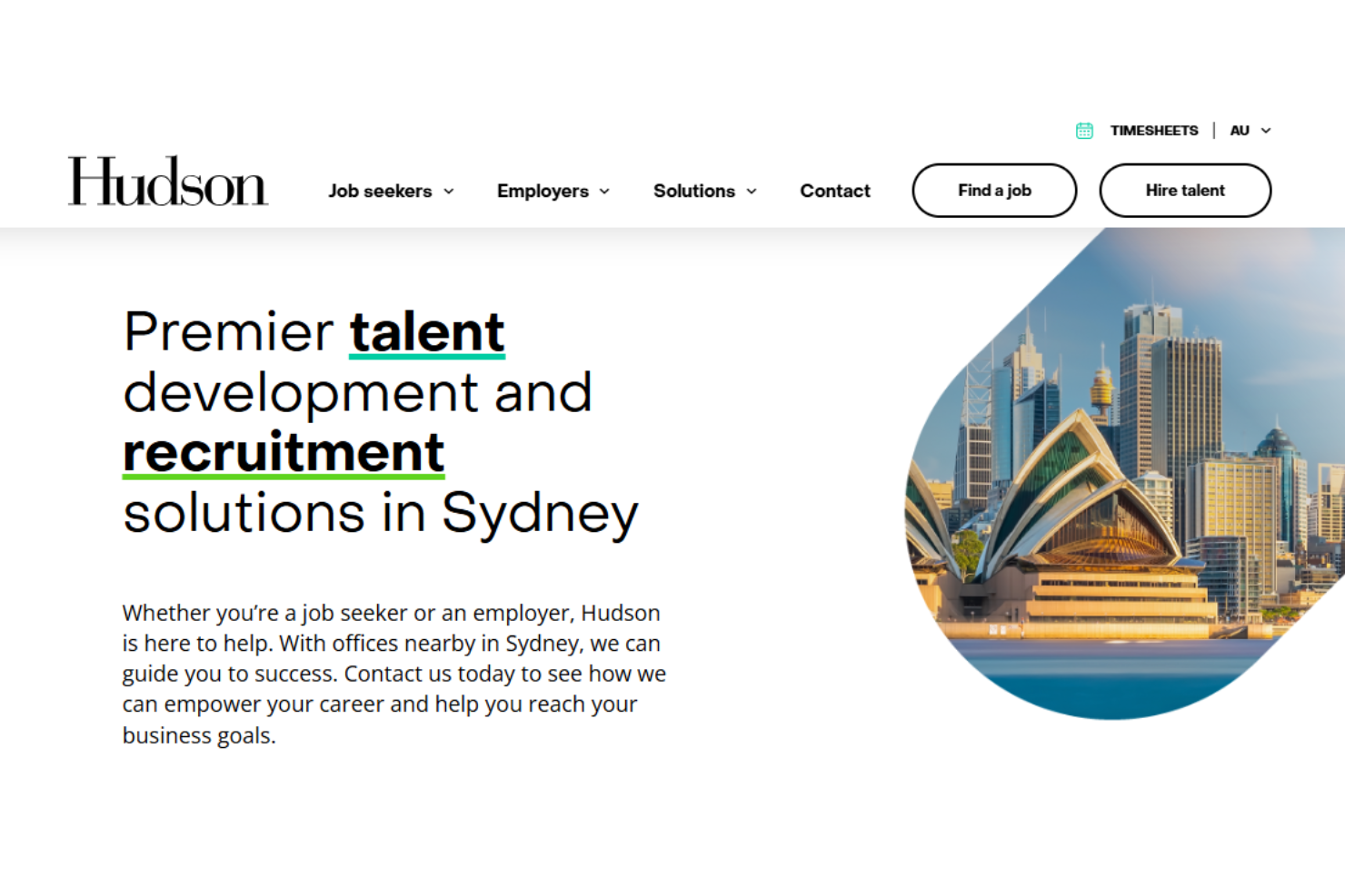 Hudson Australia screenshot - 10 beste wervingsbedrijven in Sydney beoordeeld in 2026