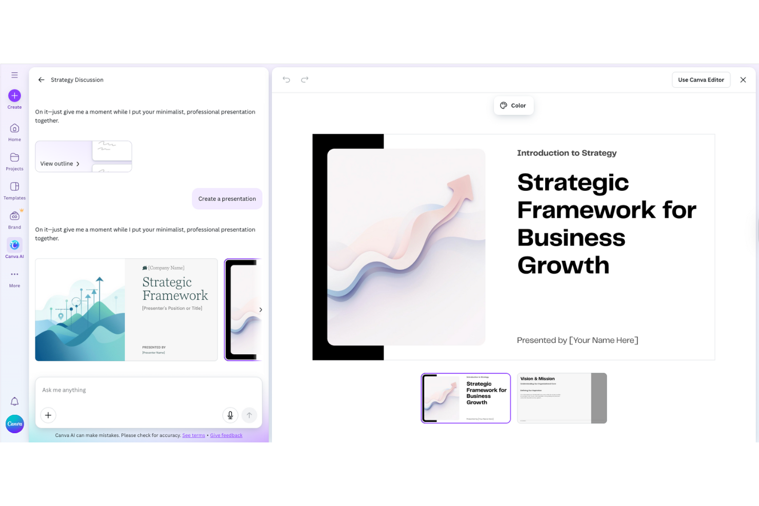 Canva screenshot - 10 beste AI-strategietools beoordeeld in 2026