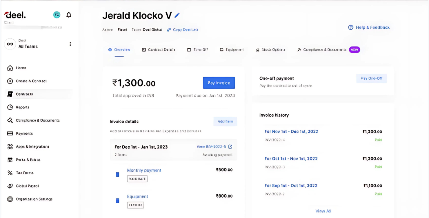 Deel Hire screenshot - 10 Beste alternatieven voor Justworks, beoordeeld in 2026