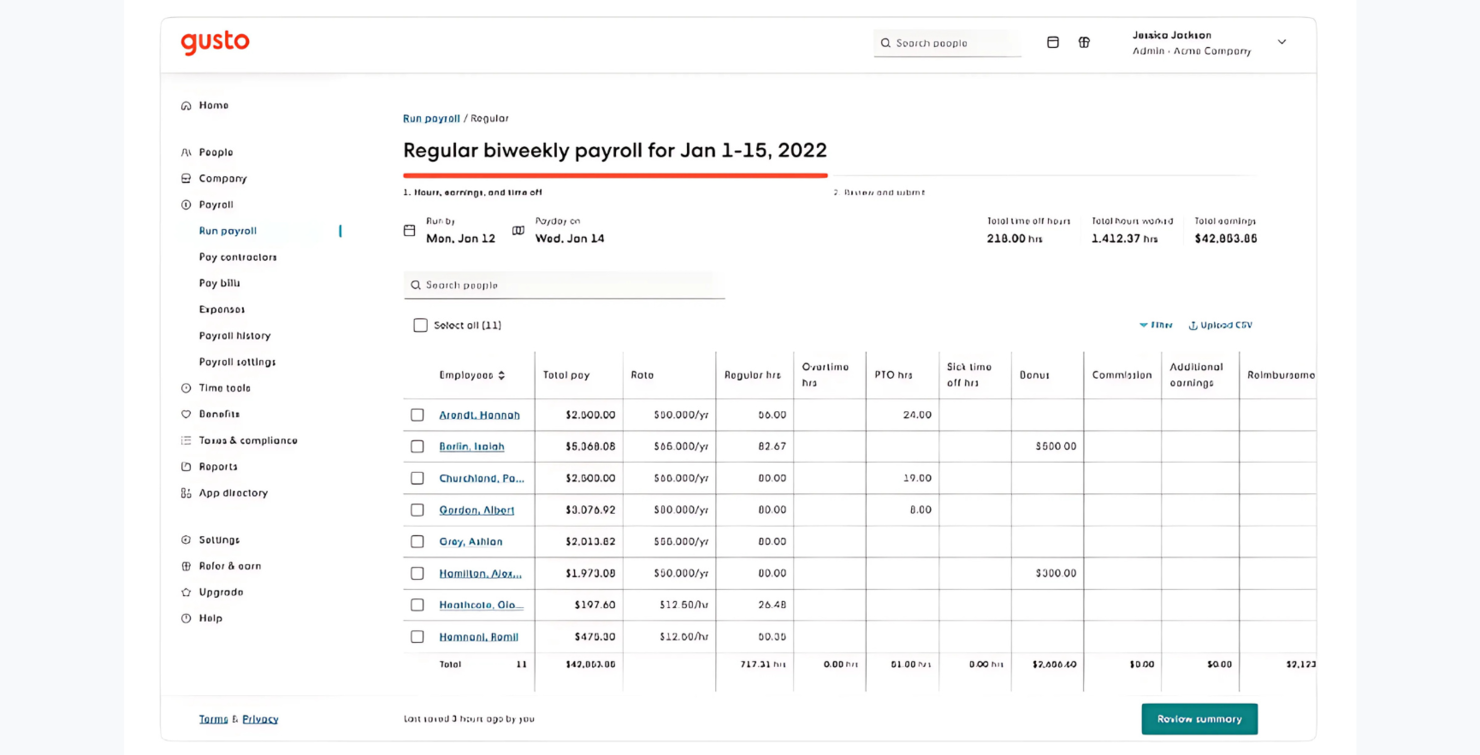 Gusto screenshot - 10 Beste alternatieven voor Justworks, beoordeeld in 2026