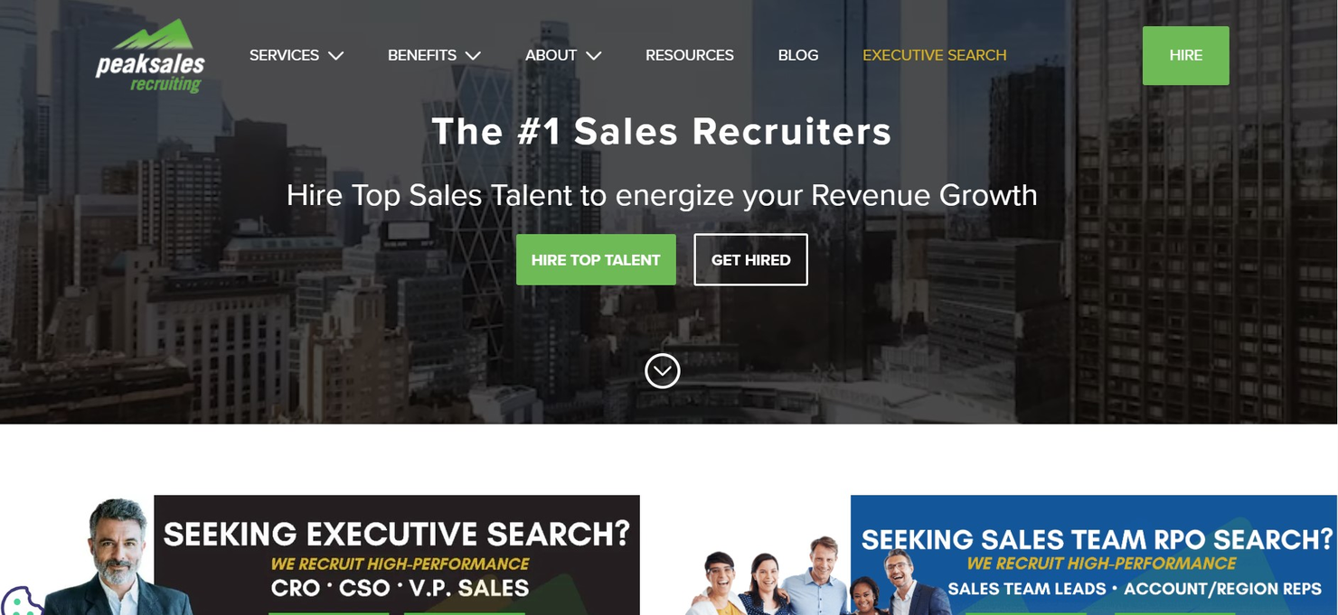 Peak Sales Recruiting screenshot - 10 beste wervingsbureaus voor verkoop beoordeeld in 2026