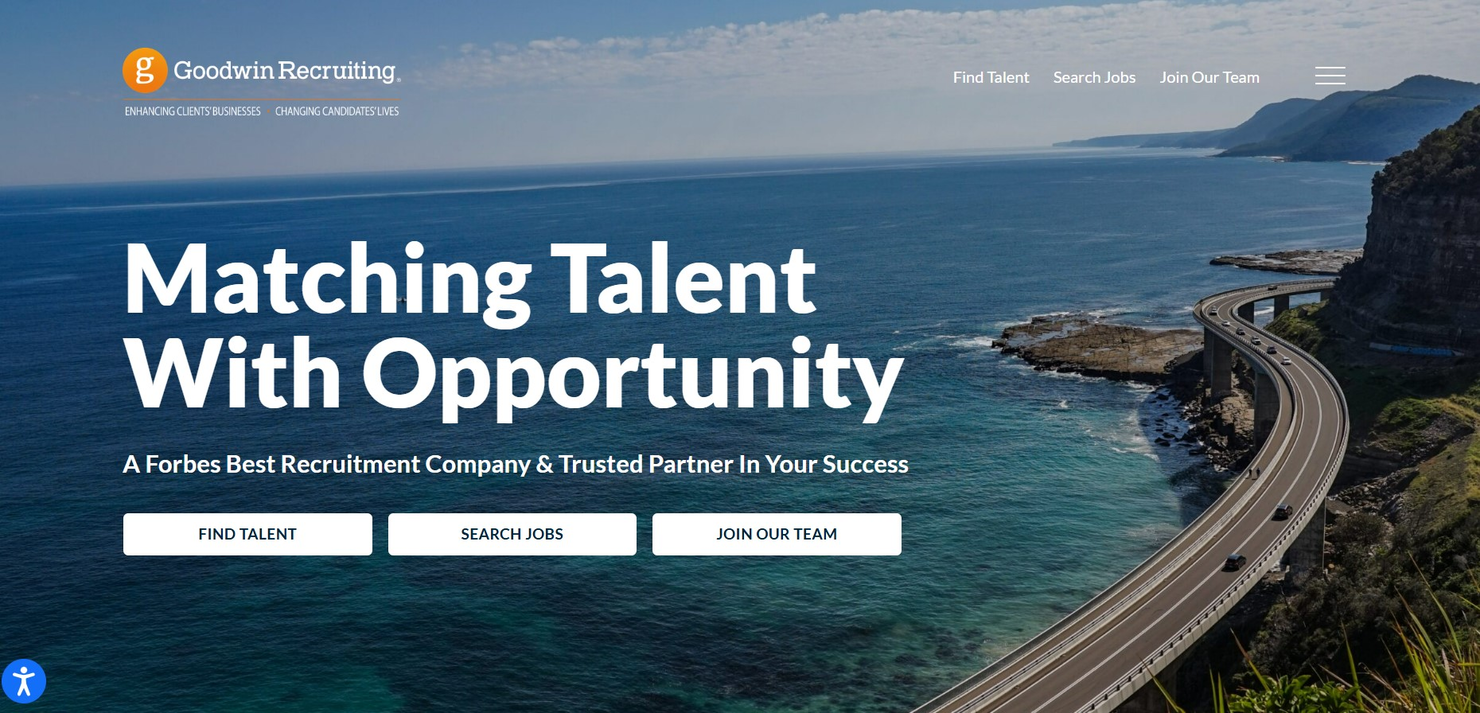 Goodwin Recruiting screenshot - 10 beste wervingsbureaus voor verkoop beoordeeld in 2026