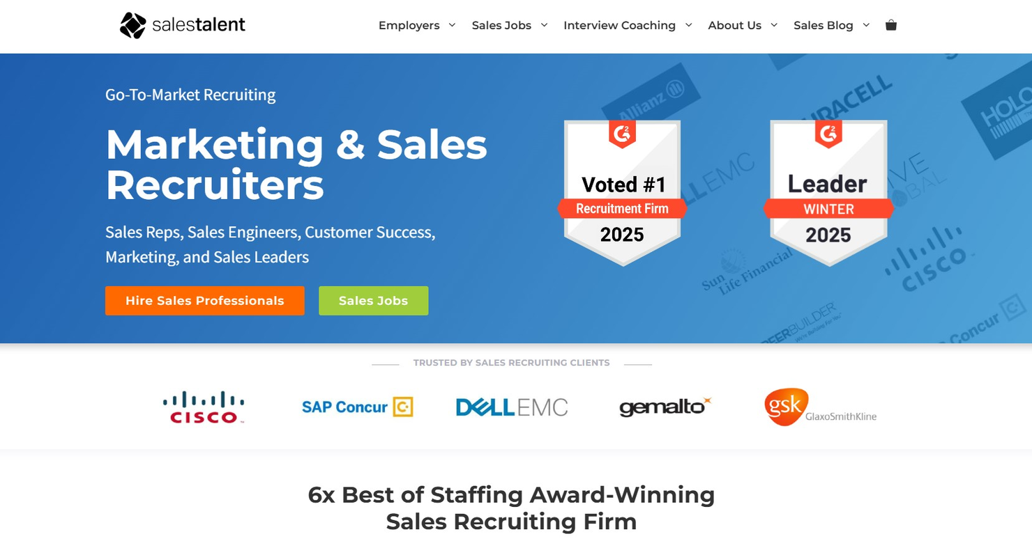 Sales Talent Inc screenshot - 10 beste wervingsbureaus voor verkoop beoordeeld in 2026