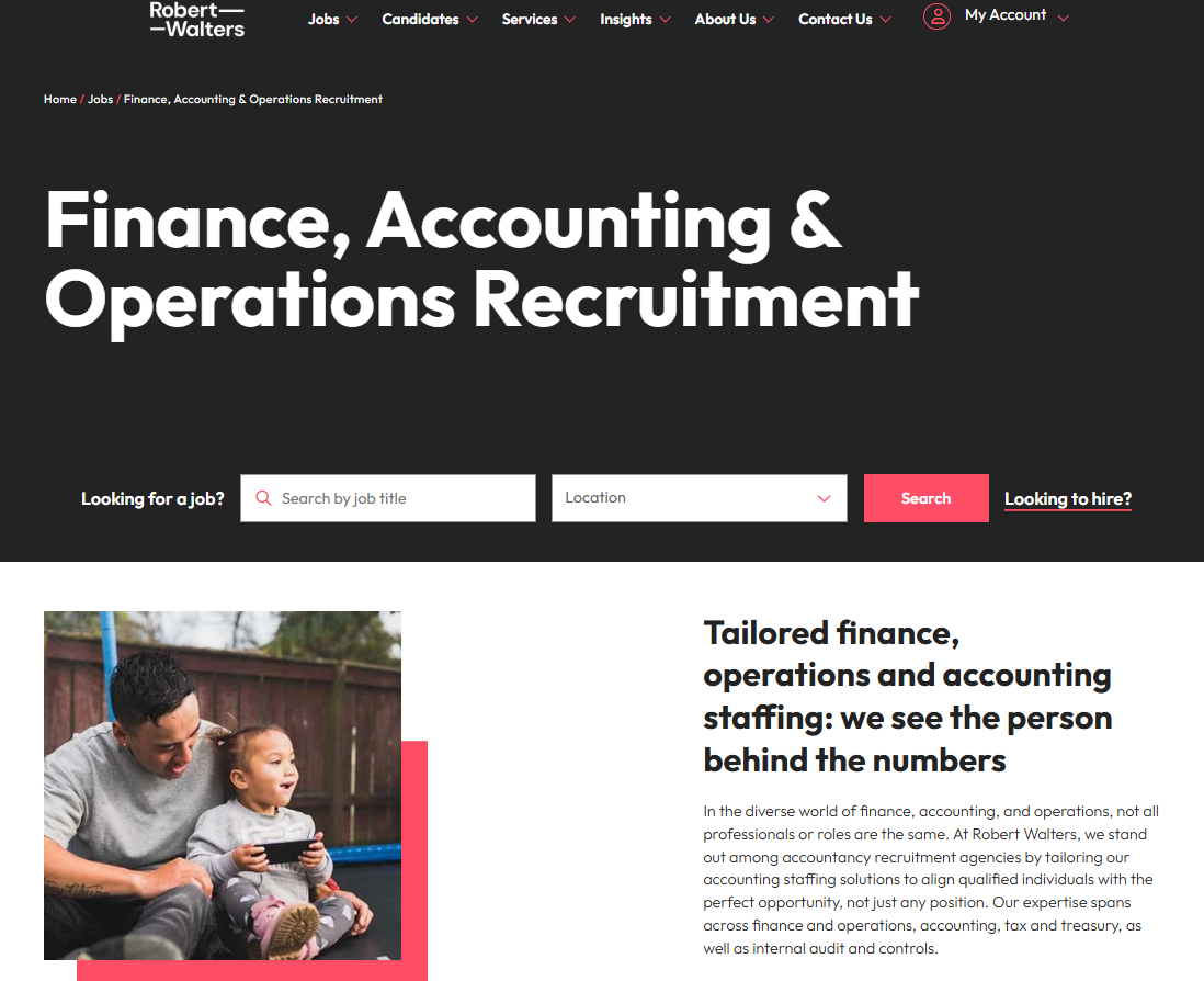 Robert Walters Accounting &amp; Finance Recruitment screenshot - 10 beste wervingsbureaus voor de financiële sector van 2026: beoordeeld