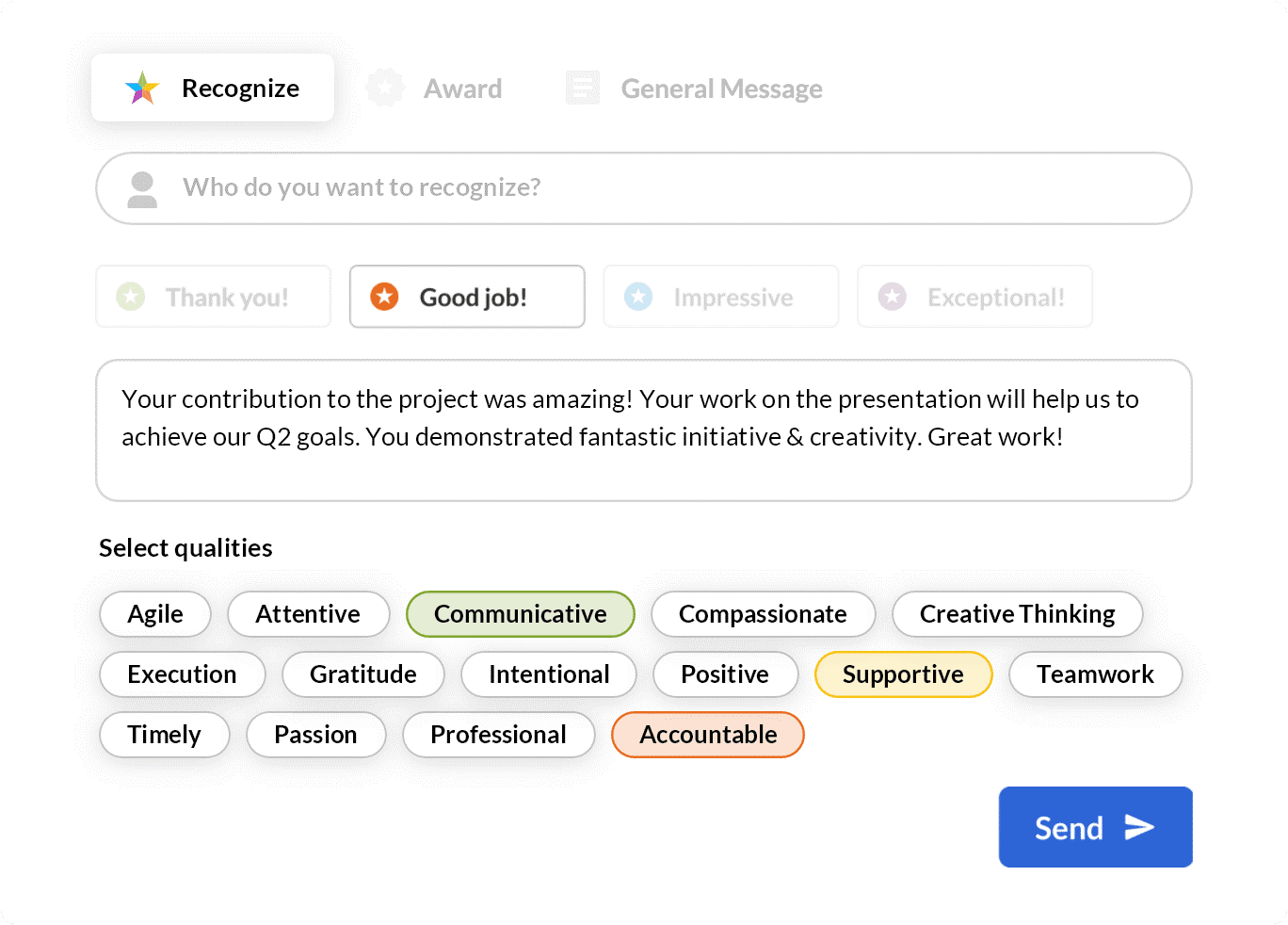 Kudos screenshot - 10 beste software voor werknemersstimulansen beoordeeld in 2026