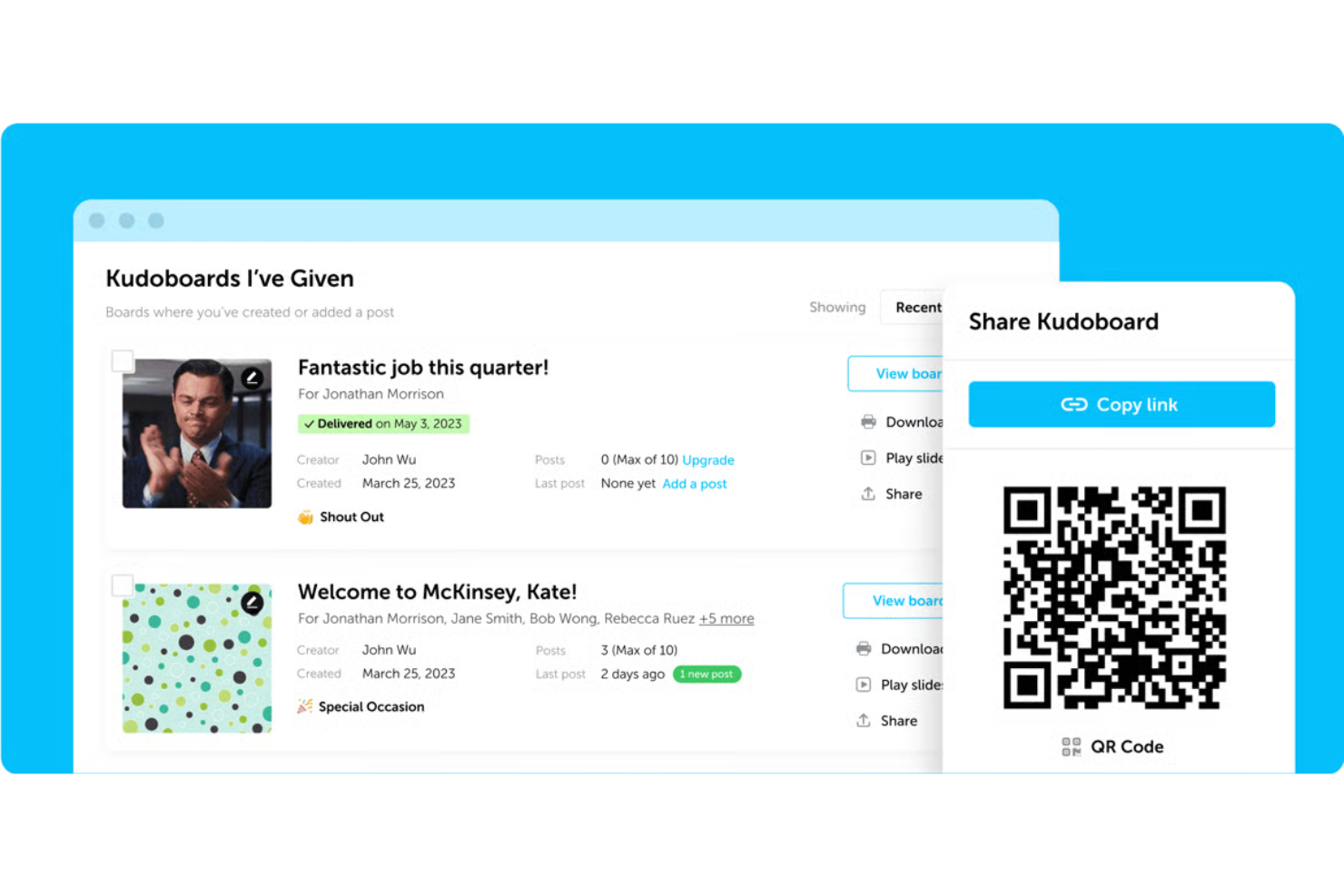 Kudoboard screenshot - 10 beste software voor werknemersstimulansen beoordeeld in 2026