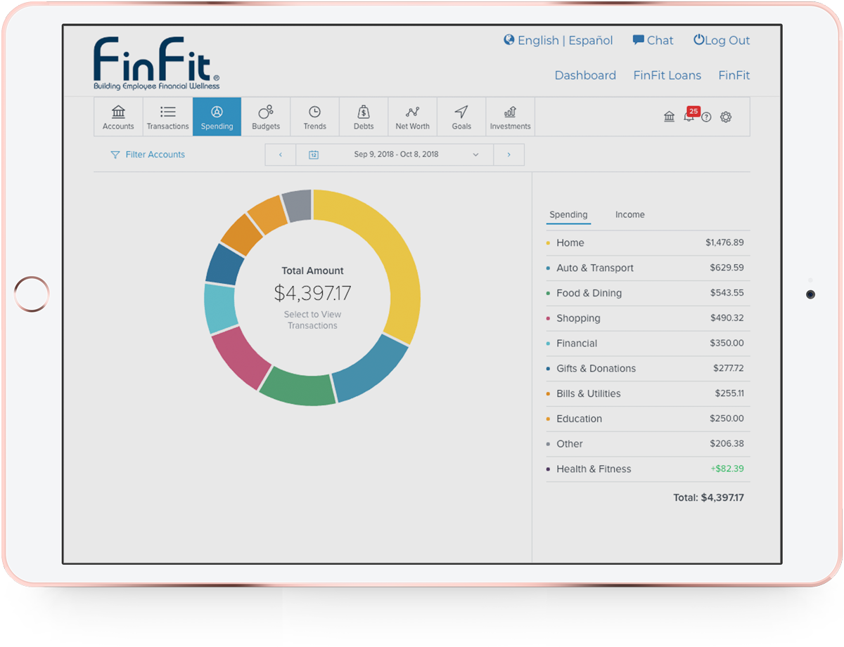 FinFit screenshot - 10 Beste software voor financieel welzijn beoordeeld in 2026