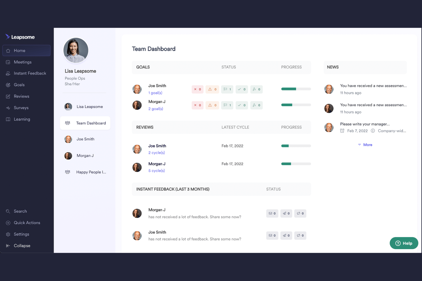 Leapsome screenshot - 10 beste alternatieven voor Lattice in 2026: beoordeeld