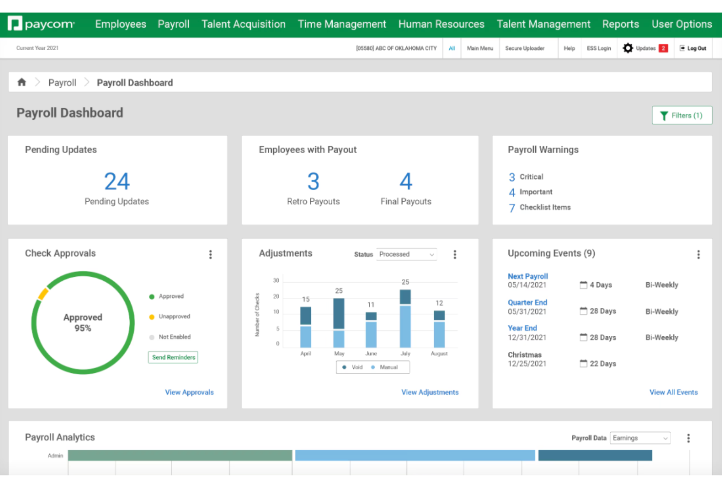 Paycom screenshot - 10 beste salarissoftware voor directe stortingen van 2026: beoordeeld