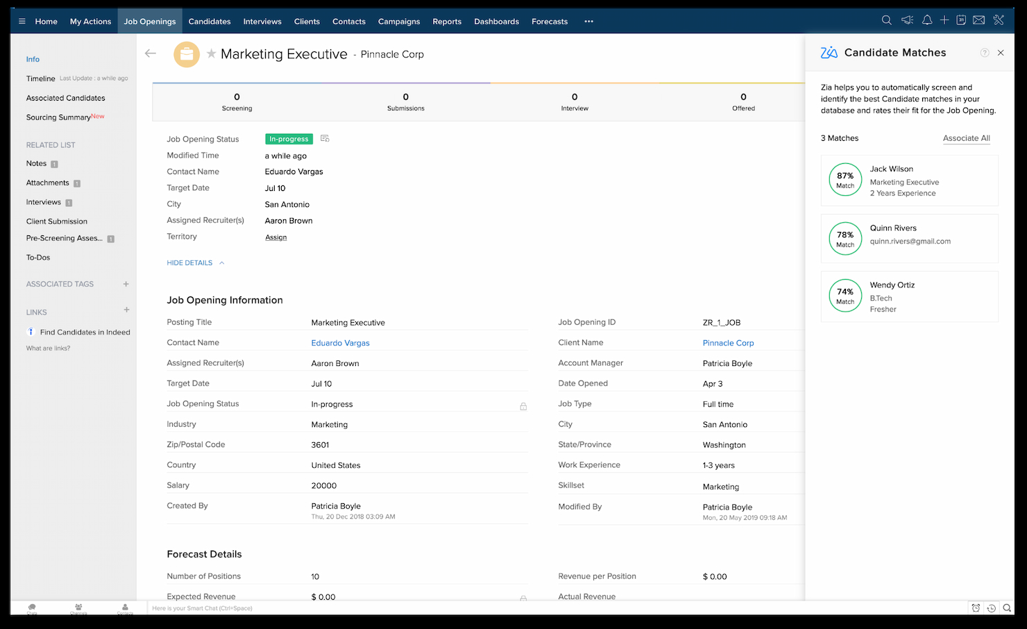 Zoho Recruit screenshot - 10 beste concurrenten van iCIMS voor 2026