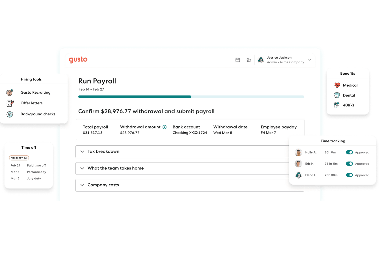 Gusto screenshot - 10 beste online salarissoftware van 2026