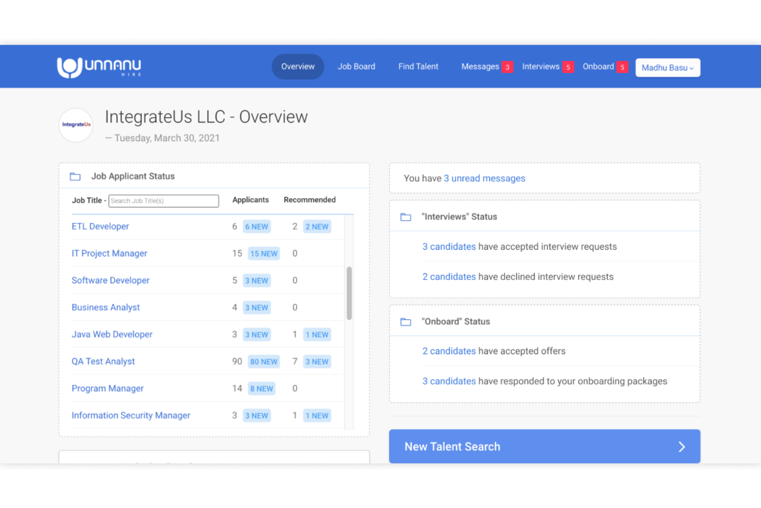 Unnanu Hire screenshot - 10 beste concurrenten van Jobvite voor werving in 2026
