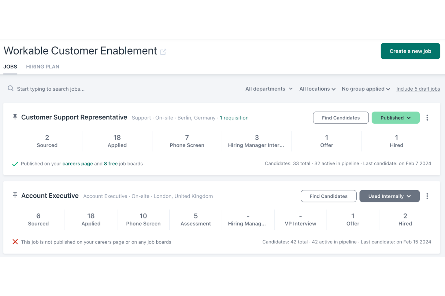 Workable screenshot - 10 beste alternatieven voor Lever voor 2026