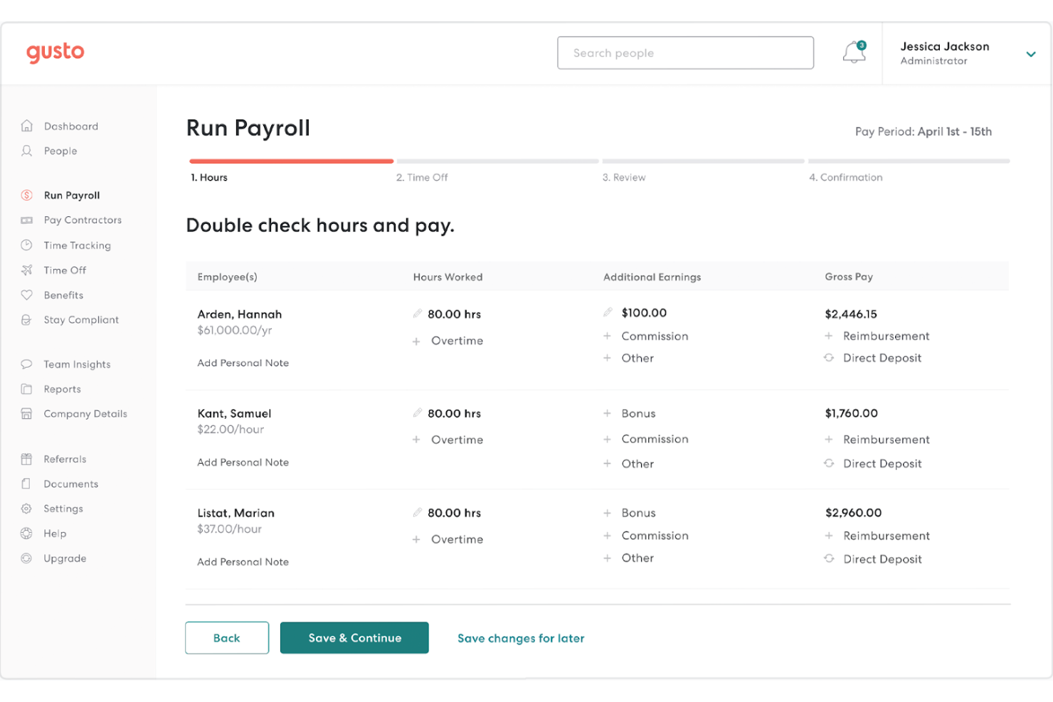 Gusto screenshot - 10 beste loonadministratiesoftware voor restaurants beoordeeld in 2026