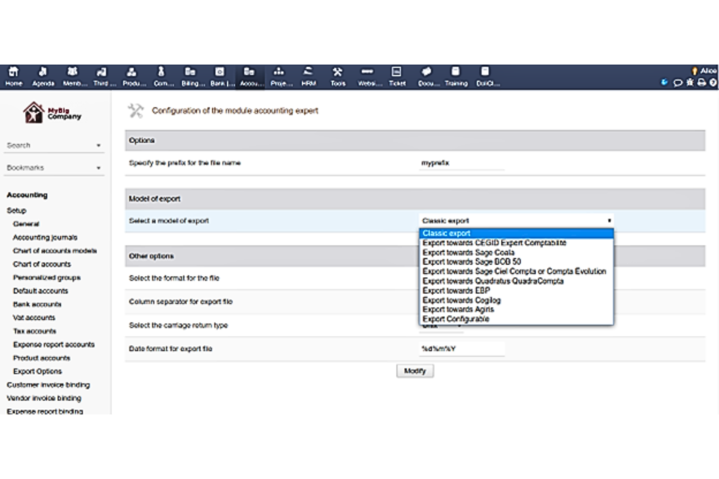 Dolibarr screenshot - 10 beste HR- en boekhoudsoftware van 2026