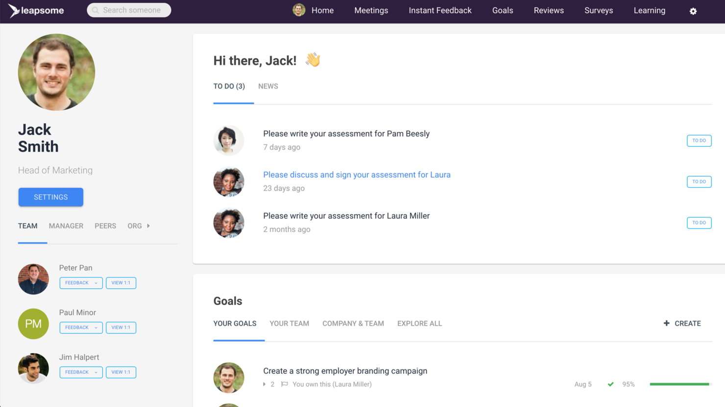 Leapsome screenshot - 10 beste AI-HRIS-systemen beoordeeld in 2026